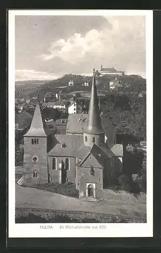 AK Fulda, St. Michaelskirche aus der Vogelschau