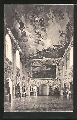 AK Schleissheim, Kgl. Schloss und Gemälde-Galerie, der grosse Vorsaal