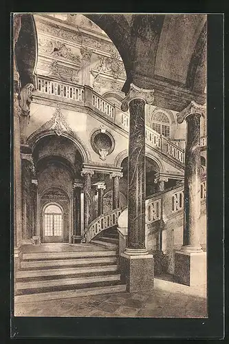 AK Schleissheim, Kgl. Schloss und Gemäldegalerie - Partie vom Treppenhaus