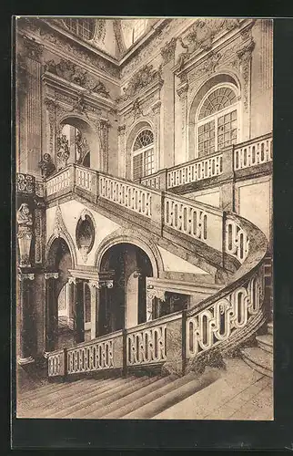 AK Schleissheim, Kgl. Schloss und Gemäldegalerie - Partie vom Treppenhaus