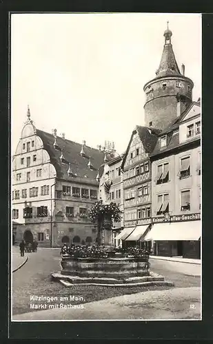 AK Kitzingen am Main, Markt mit Rathaus