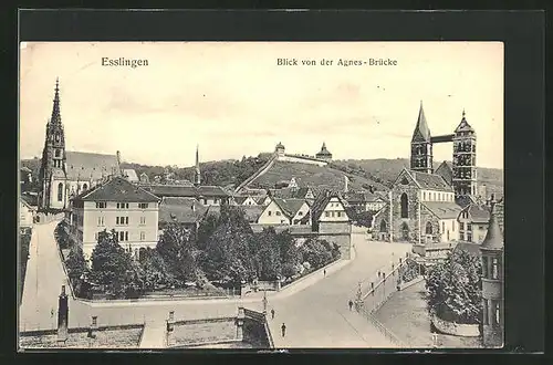 AK Esslingen, Blick von der Agnes-Brücke