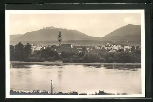 AK Mautern /Donau, Ortsansicht mit Stift Göttweig