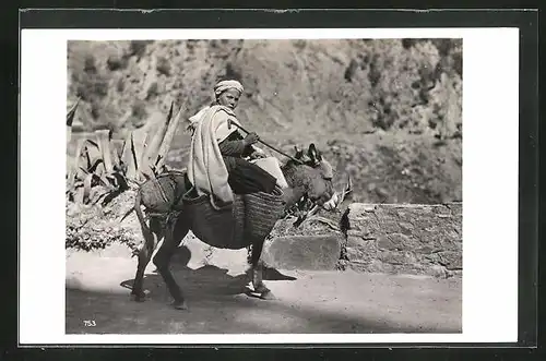 AK Junger Araber auf einem Esel