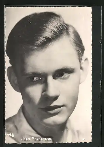 AK Schauspieler Jean Mercanton fragend zur Seite schauend
