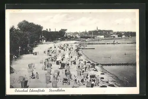 AK Ostseebad Eckernförde, Strandleben aus der Vogelschau