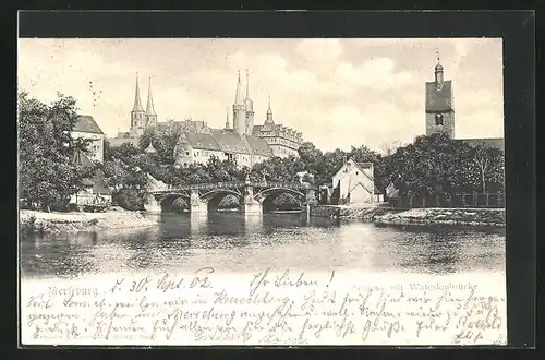 AK Merseburg, Schloss mit Waterloobrücke