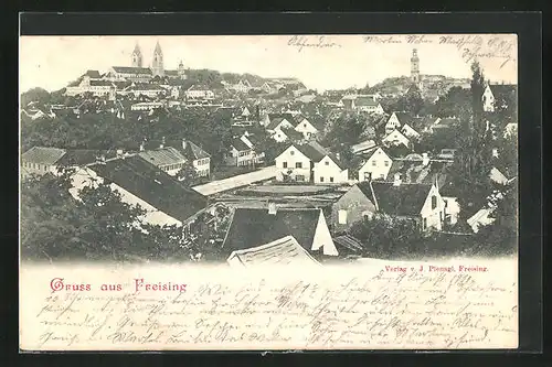 AK Freising, Ortsansicht aus der Vogelschau