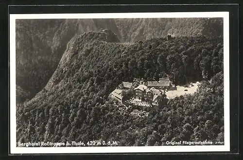 AK Thale i. Harz, Fliegeraufnahme des Hotel Rosstrappe