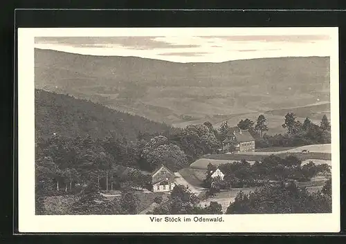 AK Vier Stöck im Odenwald, Blick auf die Siedlung im Tal
