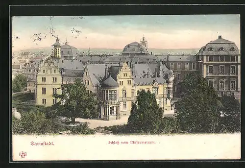 AK Darmstadt, Schlossansicht vom Museumsturm aus