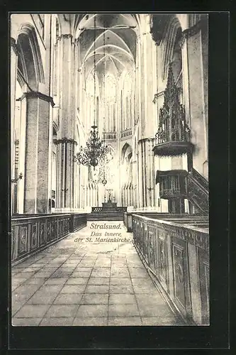 AK Stralsund, das Innere der St. Marienkirche