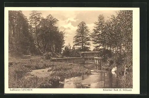 AK Lychen, die 2. Schleuse am Küstriner Bach