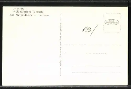 AK Bad Mergentheim, Hotel Sanatorium Taubertal, Terrasse