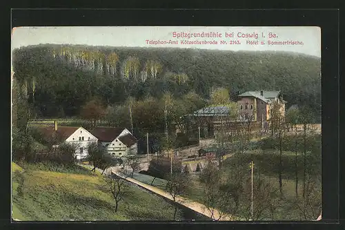 AK Coswig i. Sa., Blick auf die Spitzgrundmühle