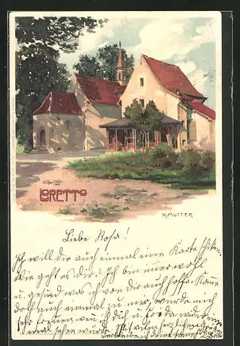 Künstler-AK Karl Mutter: Loretto, Blick zur Kirche