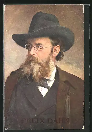 Künstler-AK Portrait des Schriftstellers und Historikers Felix Dahn