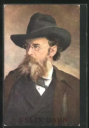 Künstler-AK Portrait des Schriftstellers und Historikers Felix Dahn