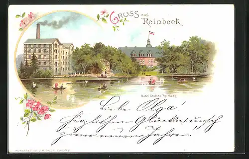 Lithographie Reinbeck, Hotel Schloss Reinbeck
