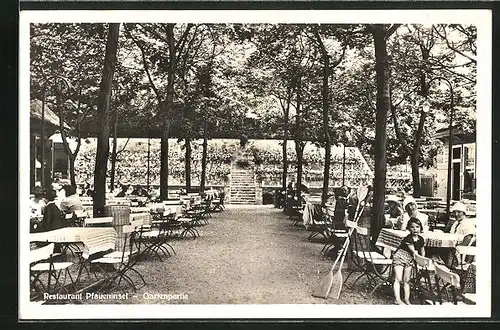 AK Berlin-Wannsee, Gasthaus zur Pfaueninsel, Bes. Gustav Prinz, Gartenpartie