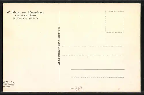 AK Berlin-Wannsee, Gasthaus zur Pfaueninsel, Bes. Gustav Prinz, Gartenpartie