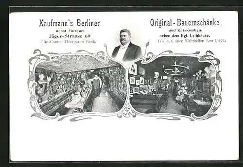 AK Berlin, Kaufmann's Berliner Original-Bauernschänke, Innenansichten, Jägerstrasse 69