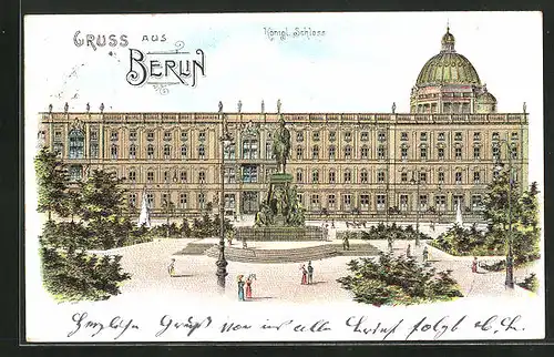 Lithographie Berlin, am Kgl. Schloss