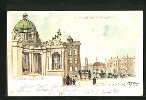 Lithographie Berlin, Blick auf den Schlossplatz