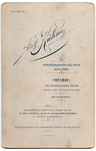 Fotografie Adolf Kühne, Wien, Burggasse 116, Portrait Eleganter Herr mit Schnurrbart in feinem Anzug