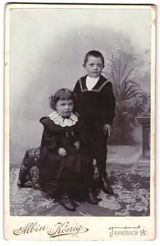 Fotografie Albin König, Jahnsbach i /S., Portrait Kinderpaar in hübscher Kleidung