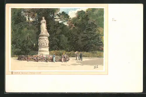 Lithographie Berlin-Tiergarten, Denkmal der Königin Louise