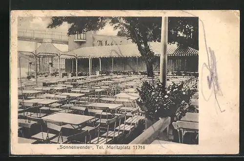 AK Berlin-Treptow, Restaurant Sonnenwende, Sommergarten