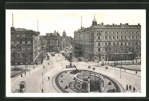 AK Berlin, Wilhelmplatz mit Hotel Kaiserhof und Untergrundbahn-Station
