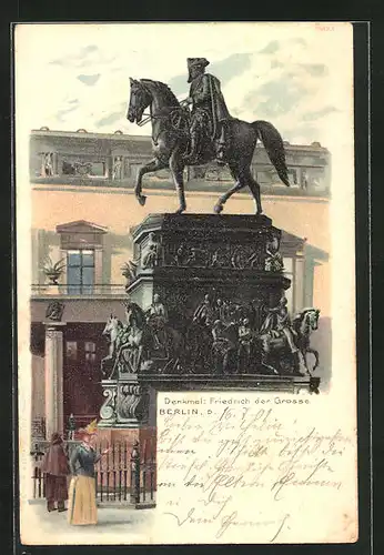 Lithographie Berlin, Denkmal Friedrich der Grosse