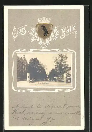 Präge-AK Berlin, Unter den Linden, Litfasssäulen