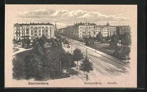 AK Berlin-Charlottenburg, Savignyplatz & Kantstrasse mit Lokal-Anzeiger & Strassenbahn