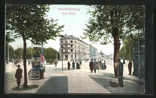 AK Berlin-Charlottenburg, Am Knie mit Litfasssäule