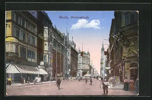 AK Berlin, Friedrichstrasse mit Geschäften und Panopticum
