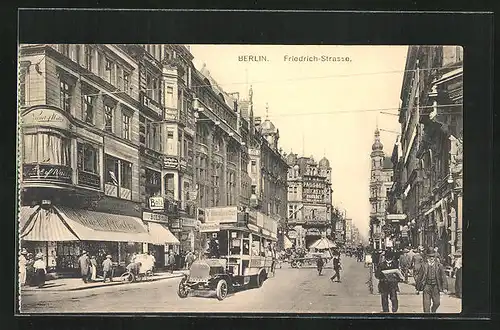 AK Berlin, Friedrich-Strasse mit Geschäften und Panopticum