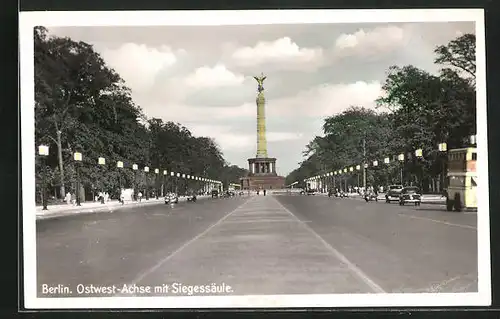 AK Berlin-Tiergarten, Ostwest-Achse mit Siegessäule