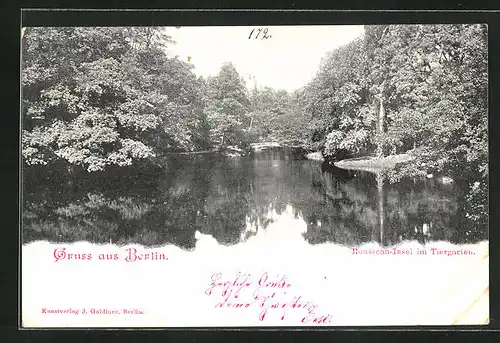 AK Berlin-Tiergarten, Rousseau-Insel im Tiergarten