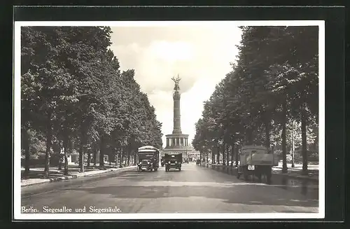 AK Berlin-Tiergarten, Siegesallee mit Blick zur Siegessäule