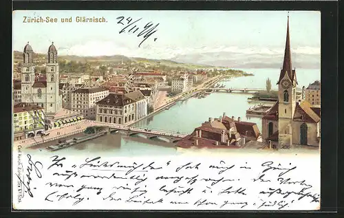 AK Zürich, Zürich-See und Glärnisch