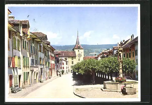 AK Neuenburg, Strassenmotiv mit Brunnen