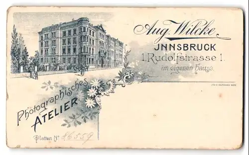 Fotografie Aug. Wilcke, Innsbruck, Rudolfstr. 1, Ansicht Innsbruck, Partie am Ateliersgebäude