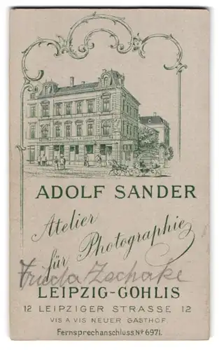 Fotografie Adolf Sander, Leipzig, Leipziger Str. 12, Ansicht Leipzig, Ateliersgebäude von Aussen