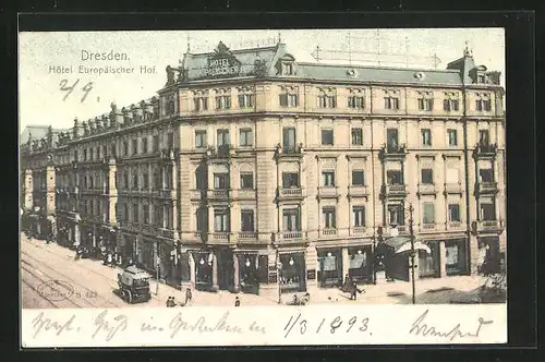 AK Dresden, Hotel Europäischer Hof