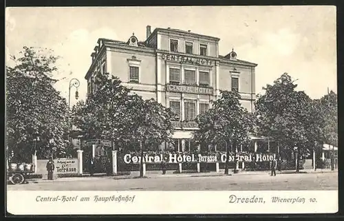 AK Dresden, Central-Hotel, Wienerplatz 10