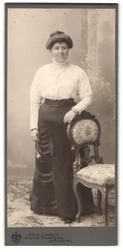 Fotografie Jakob Schröck, Speer a /Rh., Mühlturmstrasse 10, Portrait bürgerliche Dame in weisser Bluse und Rock