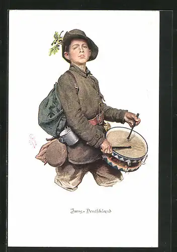 AK Junger Soldat mit Trommel